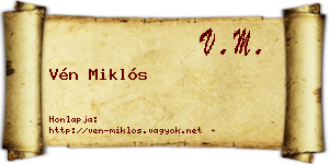 Vén Miklós névjegykártya